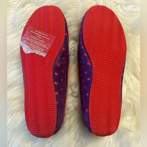 UGG Purple and Red Heart Slippers - Picture 6 of 8